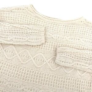 Abercrombie Cable Knit Sweater XS Cream Cotton Heritage Academia‎ Quiet Luxury